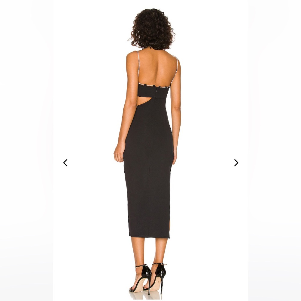 Lovers + Friends Charlotte Rhinestone Strap Cutout Midi Sexy Slit Dress REVOLVE - Picture 6 of 16
